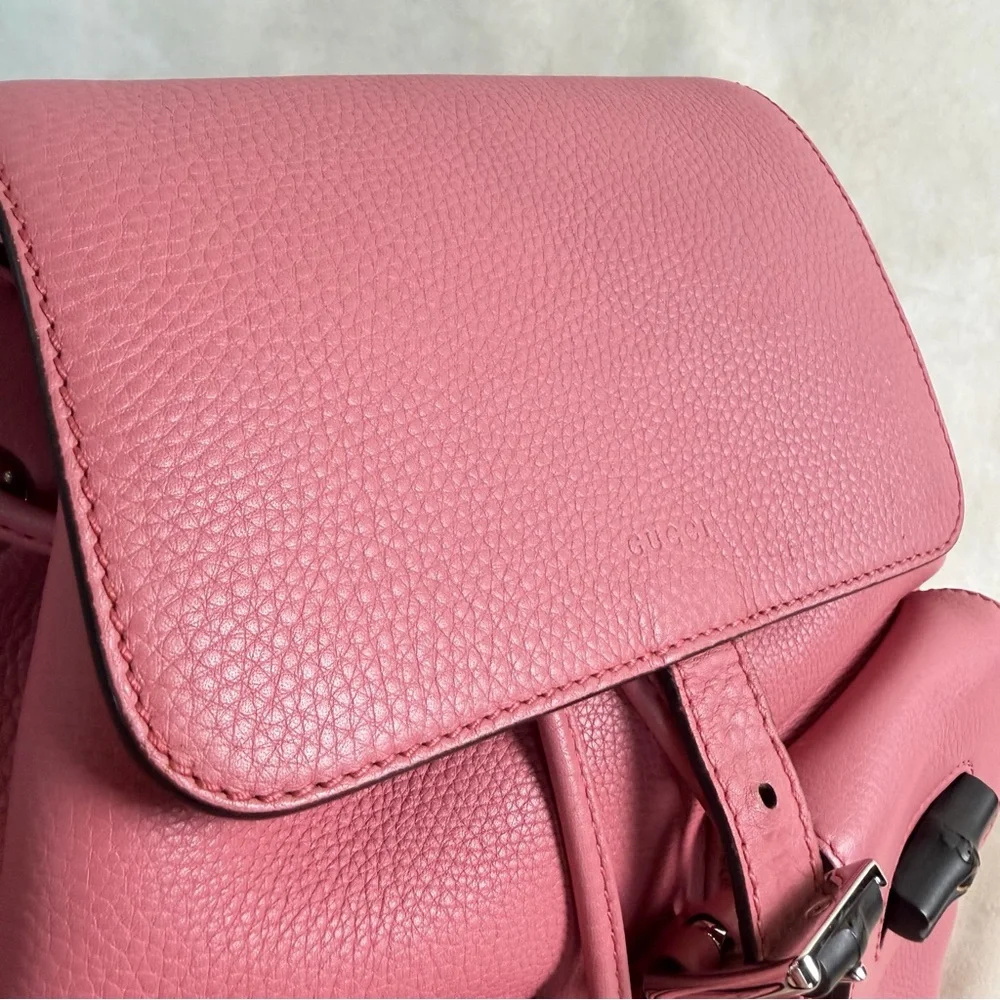 Gucci Pink Leather Bamboo Tassel Backpack | Authentic | Made in Italy - Picture 7 of 17